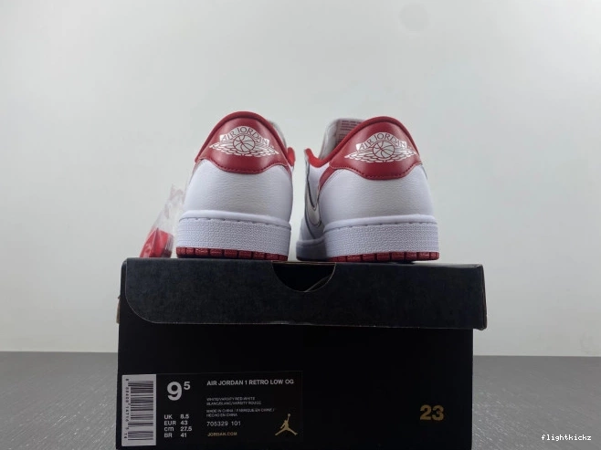 White 1 Jordan 705329-101 Retro Varsity Low Red 1105